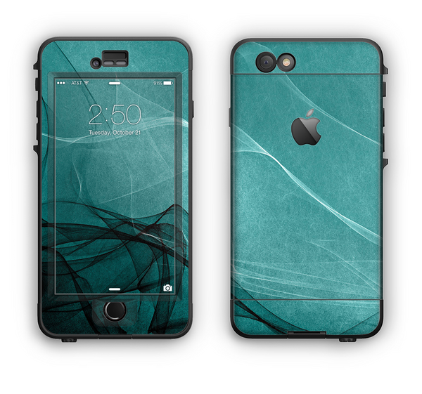 The Abstract Teal and Black Curves Apple iPhone 6 LifeProof Nuud Case Skin Set