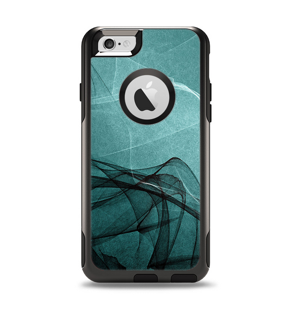The Abstract Teal and Black Curves Apple iPhone 6 Otterbox Commuter Case Skin Set
