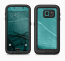 The Abstract Teal and Black Curves Full Body Samsung Galaxy S6 LifeProof Fre Case Skin Kit