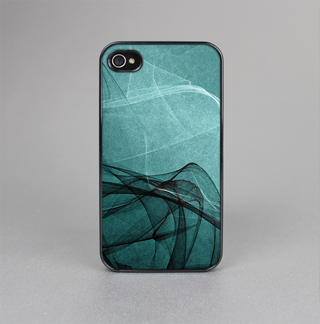 The Abstract Teal and Black Curves Skin-Sert for the Apple iPhone 4-4s Skin-Sert Case