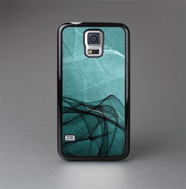 The Abstract Teal and Black Curves Skin-Sert Case for the Samsung Galaxy S5