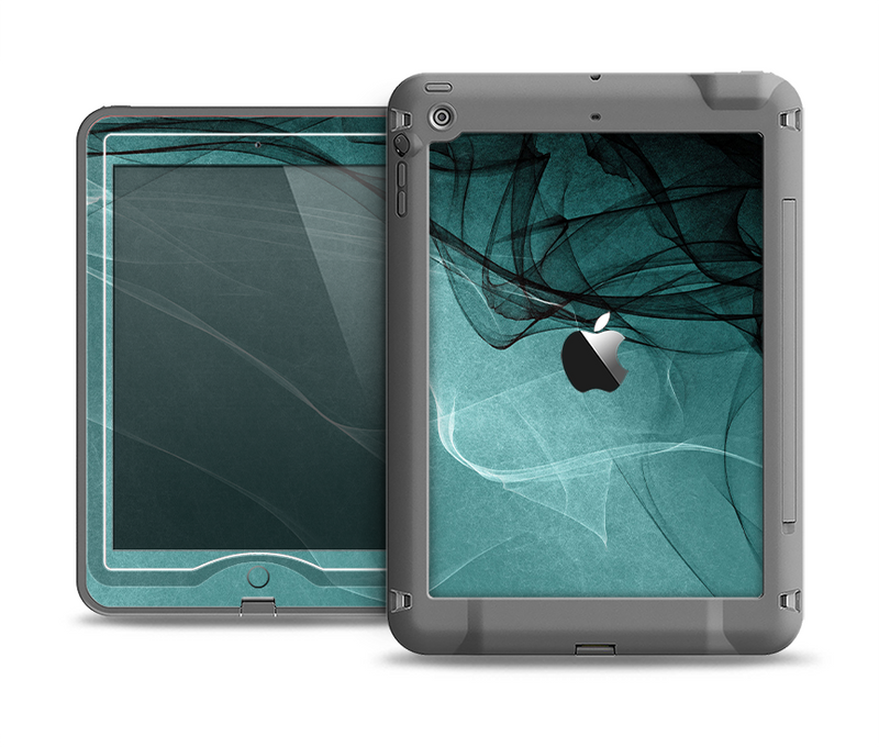 The Abstract Teal and Black Curves Apple iPad Mini LifeProof Nuud Case Skin Set