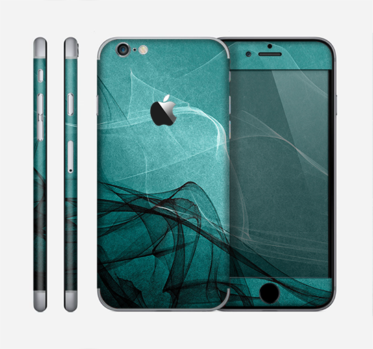 The Abstract Teal and Black Curves Skin for the Apple iPhone 6