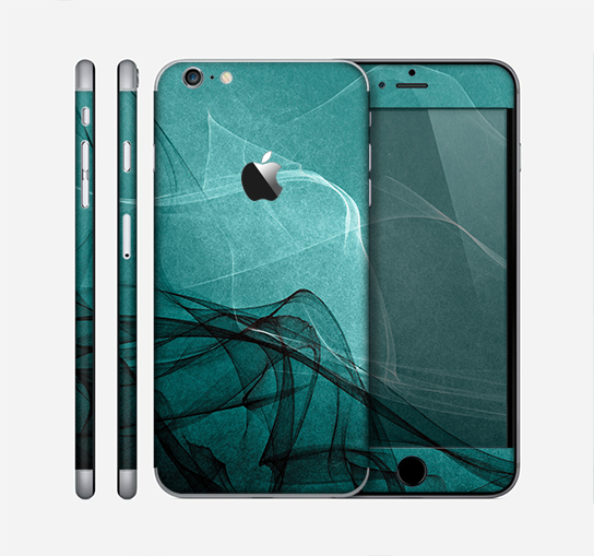 The Abstract Teal and Black Curves Skin for the Apple iPhone 6 Plus