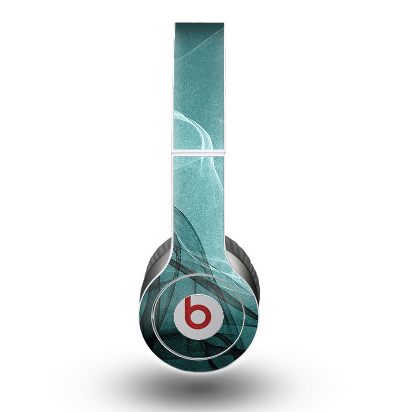 The Abstract Teal and Black Curves Skin for the Beats by Dre Original Solo-Solo HD Headphones
