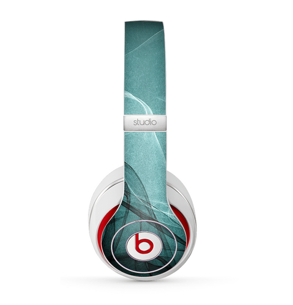The Abstract Teal and Black Curves Skin for the Beats by Dre Studio (2013+ Version) Headphones