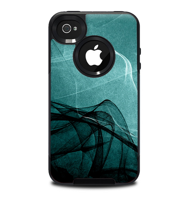 The Abstract Teal and Black Curves Skin for the iPhone 4-4s OtterBox Commuter Case