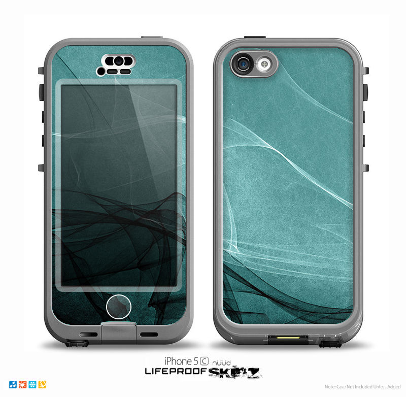 The Abstract Teal and Black Curves Skin for the iPhone 5c nüüd LifeProof Case
