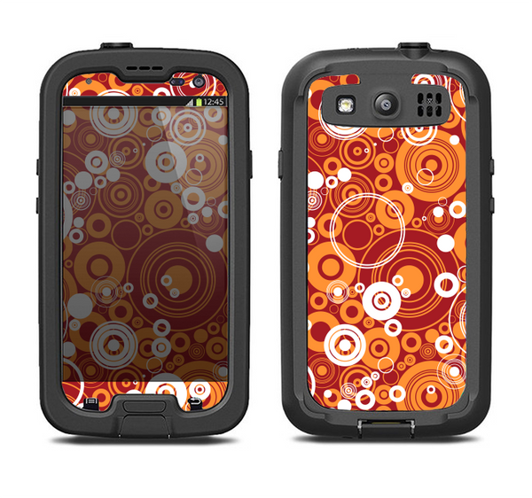 The Abstract Vector Gold & White Circle Swirls Samsung Galaxy S4 LifeProof Fre Case Skin Set