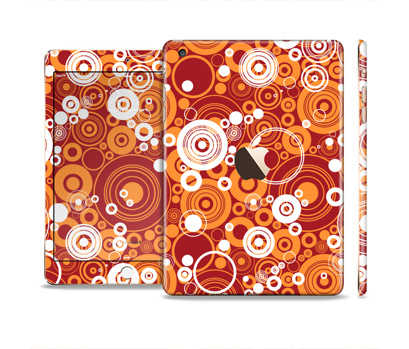 The Abstract Vector Gold & White Circle Swirls Full Body Skin Set for the Apple iPad Mini 3