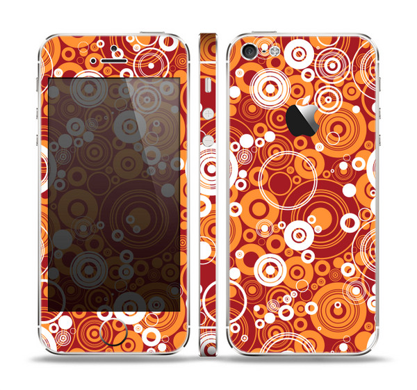 The Abstract Vector Gold & White Circle Swirls Skin Set for the Apple iPhone 5