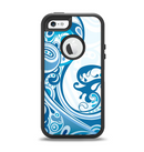 The Abstract Vibrant Blue Swirled Apple iPhone 5-5s Otterbox Defender Case Skin Set