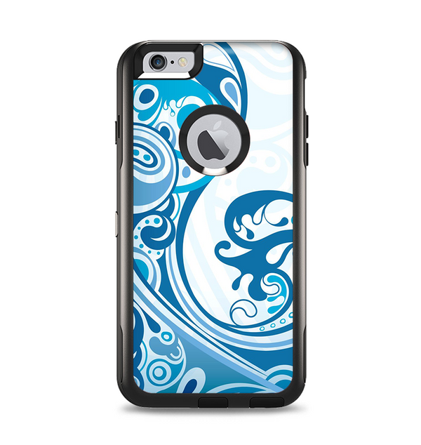 The Abstract Vibrant Blue Swirled Apple iPhone 6 Plus Otterbox Commuter Case Skin Set