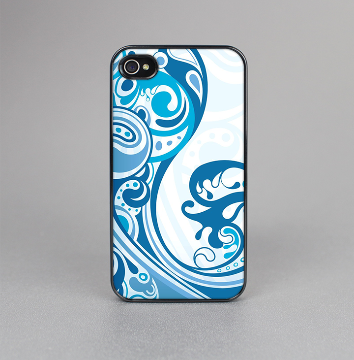 The Abstract Vibrant Blue Swirled Skin-Sert for the Apple iPhone 4-4s Skin-Sert Case