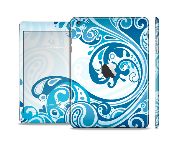 The Abstract Vibrant Blue Swirled Full Body Skin Set for the Apple iPad Mini 2