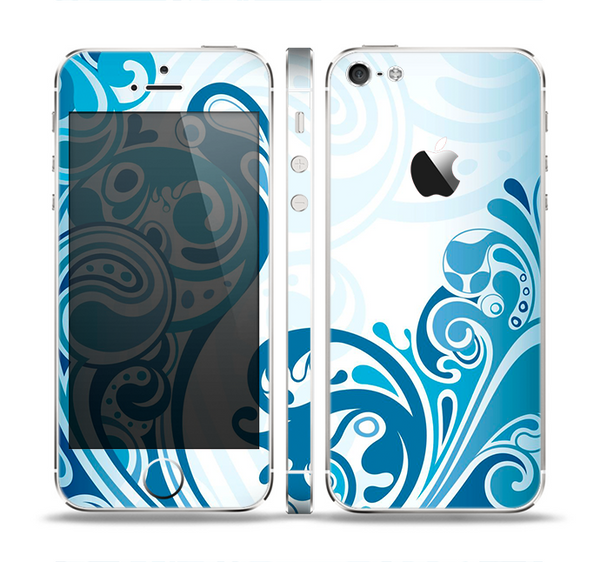 The Abstract Vibrant Blue Swirled Skin Set for the Apple iPhone 5