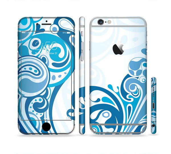 The Abstract Vibrant Blue Swirled Sectioned Skin Series for the Apple iPhone 6 Plus