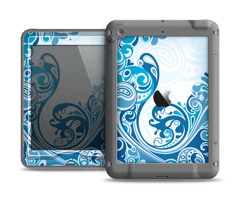 The Abstract Vibrant Blue Swirled Apple iPad Mini LifeProof Nuud Case Skin Set