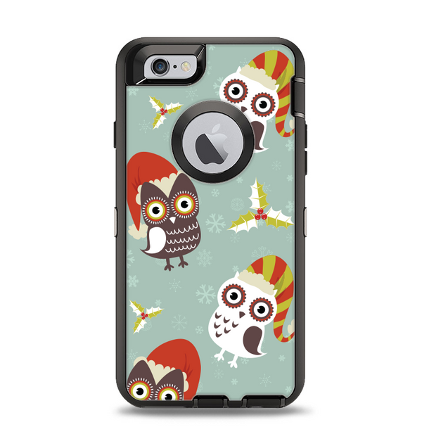 The Abstract Vintage Christmas Owls Apple iPhone 6 Otterbox Defender Case Skin Set