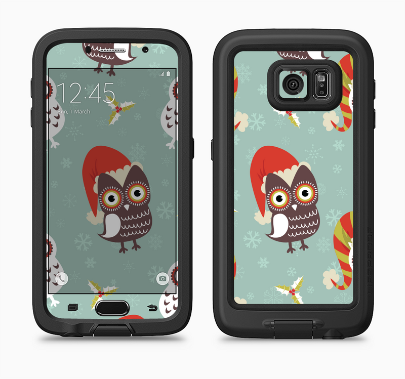 The Abstract Vintage Christmas Owls Full Body Samsung Galaxy S6 LifeProof Fre Case Skin Kit