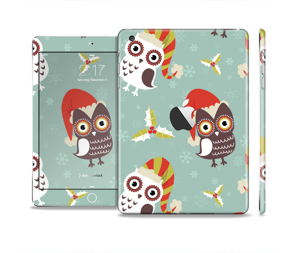 The Abstract Vintage Christmas Owls Full Body Skin Set for the Apple iPad Mini 2