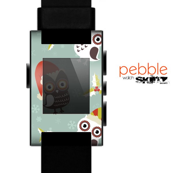 The Abstract Vintage Christmas Owls Skin for the Pebble SmartWatch