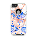 The Abstract White and Blue Fish Fossil Apple iPhone 5-5s Otterbox Commuter Case Skin Set