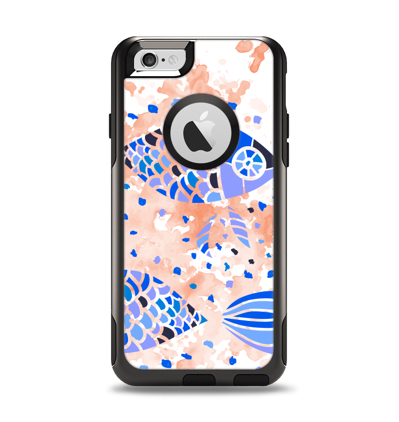 The Abstract White and Blue Fish Fossil Apple iPhone 6 Otterbox Commuter Case Skin Set
