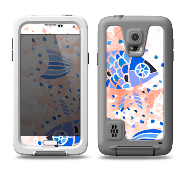 The Abstract White and Blue Fish Fossil Samsung Galaxy S5 LifeProof Fre Case Skin Set