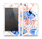 The Abstract White and Blue Fish Fossil Skin Set for the Apple iPhone 5s