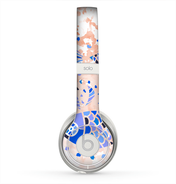The Abstract White and Blue Fish Fossil Skin for the Beats by Dre Solo 2 Headphones