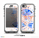 The Abstract White and Blue Fish Fossil Skin for the iPhone 5c nüüd LifeProof Case
