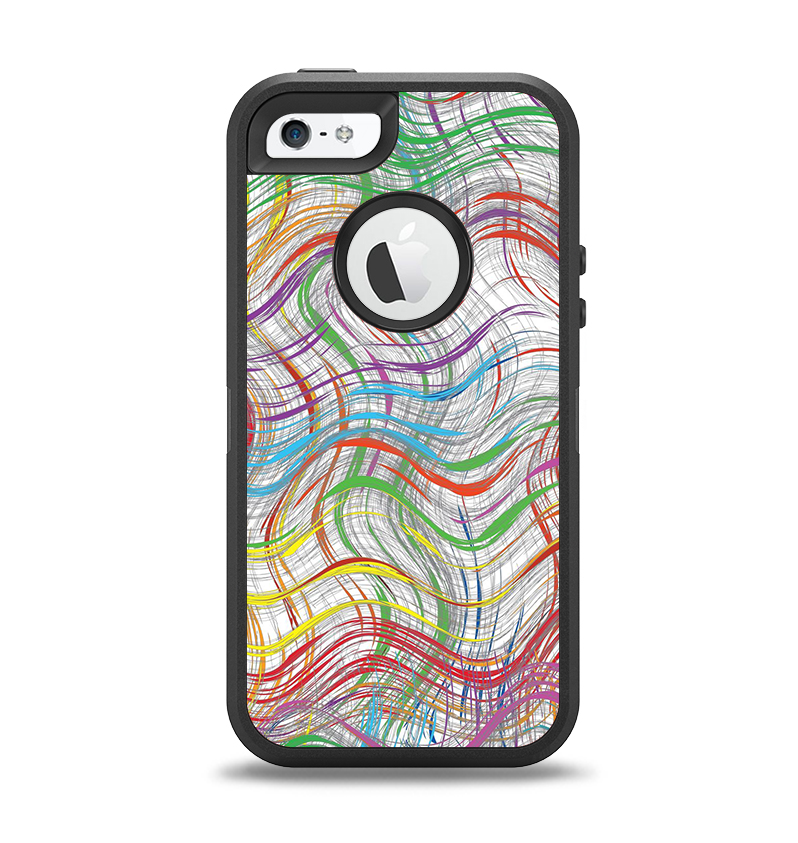 The Abstract Woven Color Pattern Apple iPhone 5-5s Otterbox Defender Case Skin Set