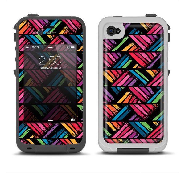 The Abstract Zig Zag Color Pattern Apple iPhone 4-4s LifeProof Fre Case Skin Set