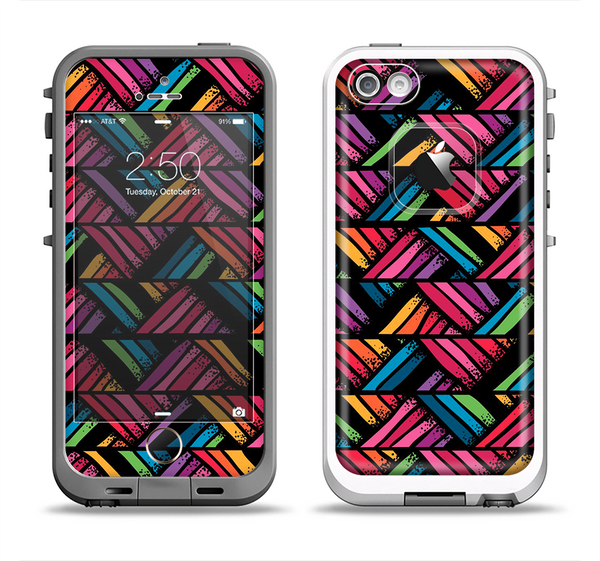 The Abstract Zig Zag Color Pattern Apple iPhone 5-5s LifeProof Fre Case Skin Set