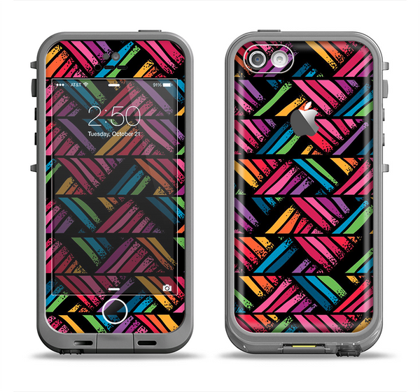 The Abstract Zig Zag Color Pattern Apple iPhone 5c LifeProof Fre Case Skin Set