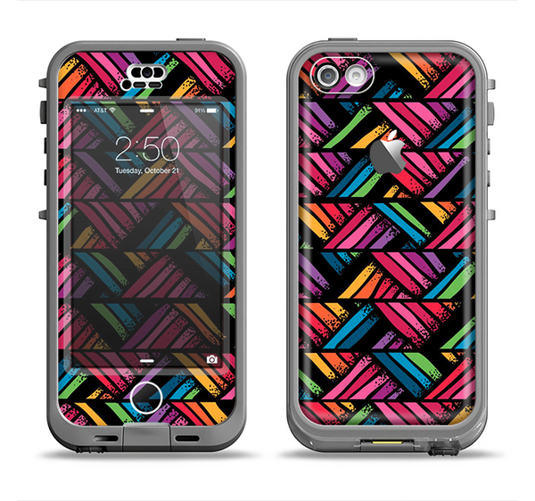 The Abstract Zig Zag Color Pattern Apple iPhone 5c LifeProof Nuud Case Skin Set