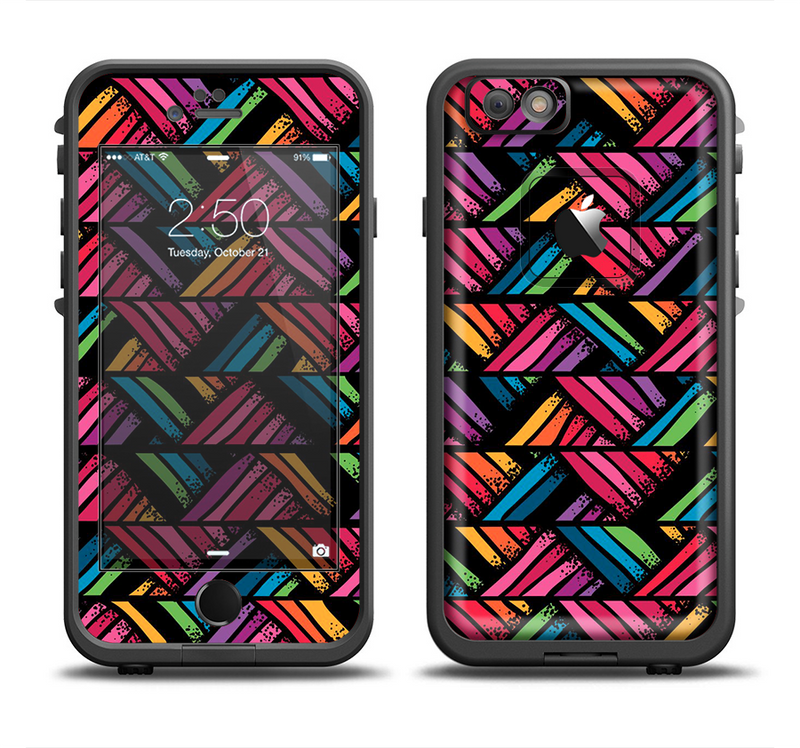 The Abstract Zig Zag Color Pattern Apple iPhone 6/6s Plus LifeProof Fre Case Skin Set