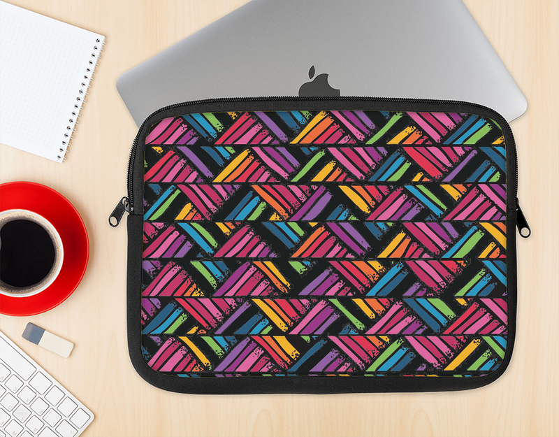 The Abstract Zig Zag Color Pattern Ink-Fuzed NeoPrene MacBook Laptop Sleeve