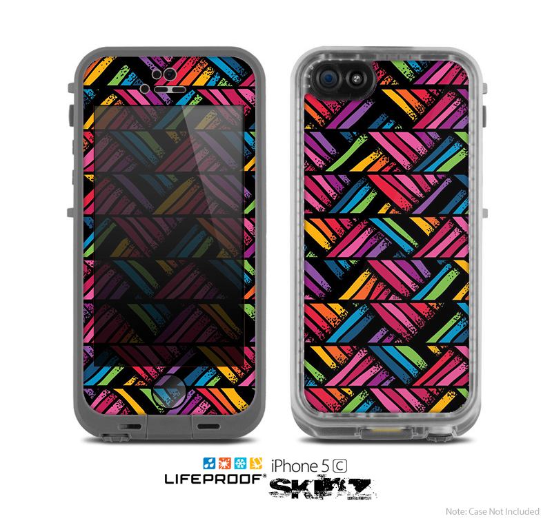 The Abstract Zig Zag Color Pattern Skin for the Apple iPhone 5c LifeProof Case