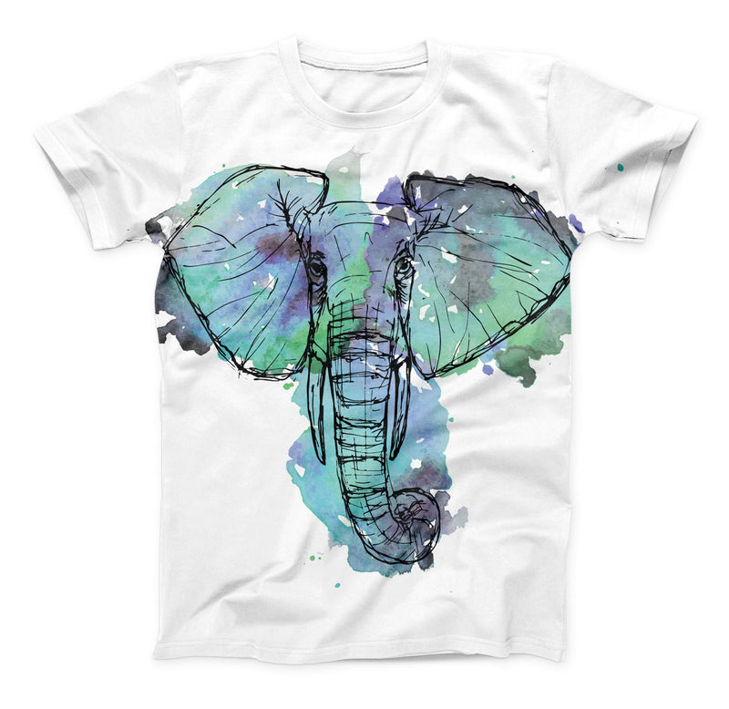 The African Sketch Elephant ink-Fuzed Unisex All Over Full-Printed Fitted Tee Shirt