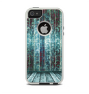 The Aged Blue Victorian Striped Wall Apple iPhone 5-5s Otterbox Commuter Case Skin Set