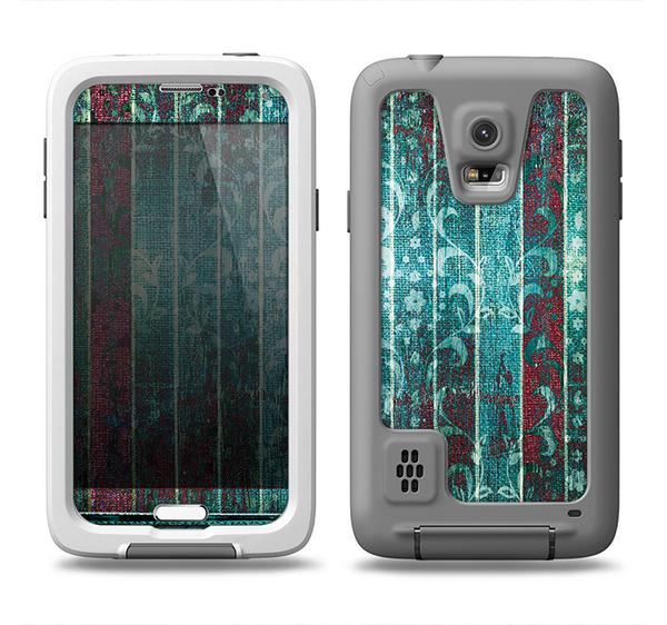 The Aged Blue Victorian Striped Wall Samsung Galaxy S5 LifeProof Fre Case Skin Set