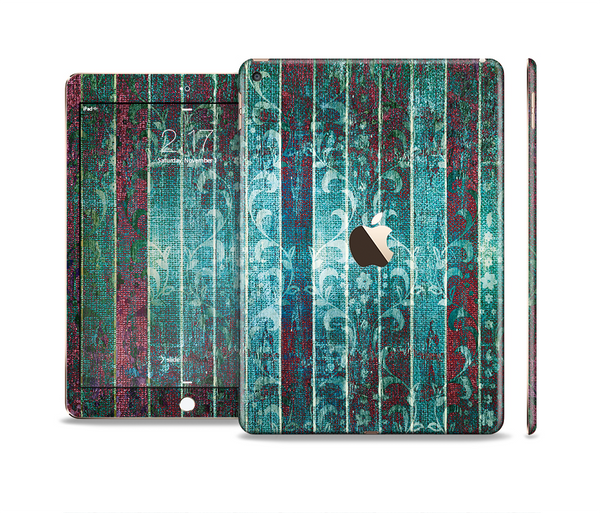 The Aged Blue Victorian Striped Wall Skin Set for the Apple iPad Pro