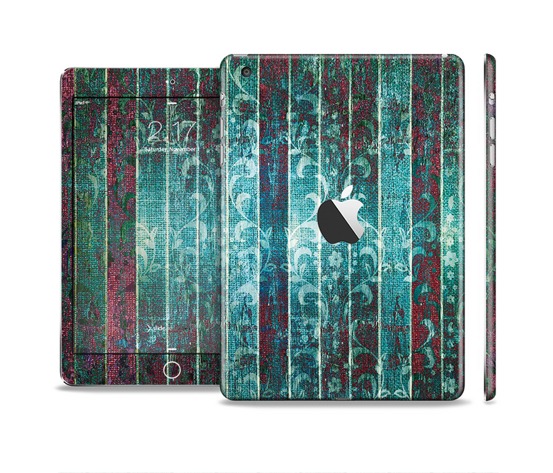 The Aged Blue Victorian Striped Wall Skin Set for the Apple iPad Mini 4