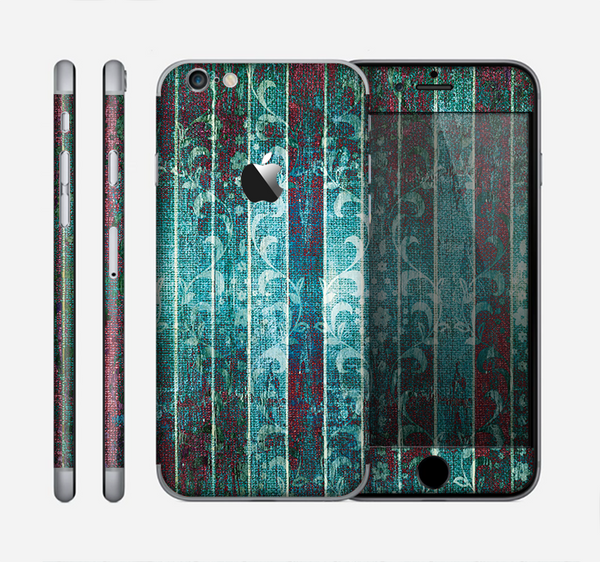 The Aged Blue Victorian Striped Wall Skin for the Apple iPhone 6