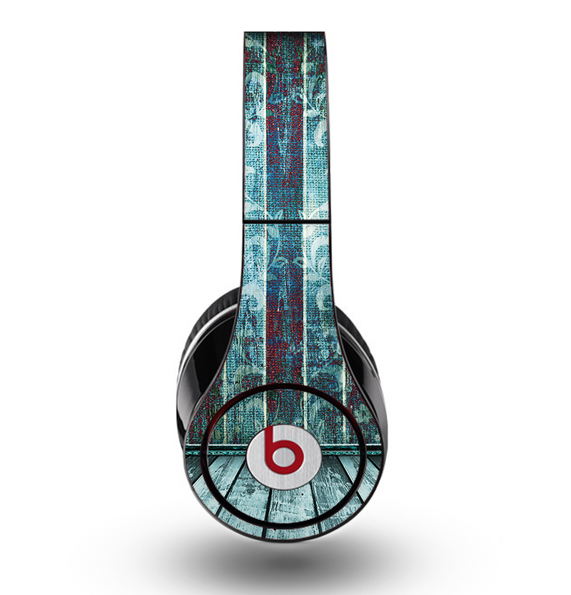 The Aged Blue Victorian Striped Wall Skin for the Original Beats by Dre Studio Headphones