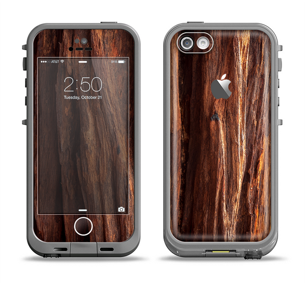 The Aged RedWood Texture Apple iPhone 5c LifeProof Fre Case Skin Set