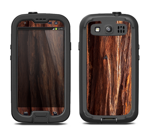 The Aged RedWood Texture Samsung Galaxy S3 LifeProof Fre Case Skin Set