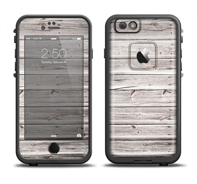 The Aged White Wood Planks Apple iPhone 6/6s Plus LifeProof Fre Case Skin Set